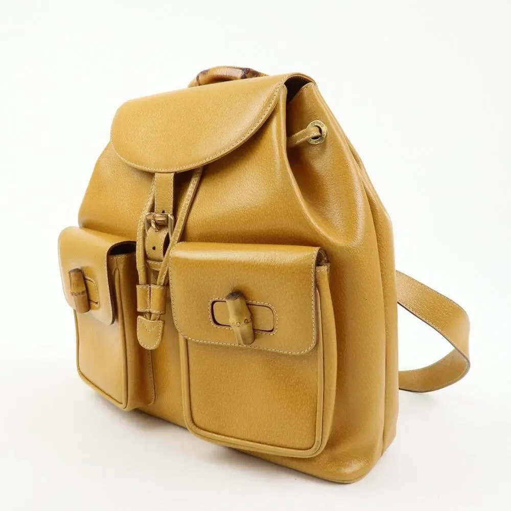 Gucci Bamboo Calfskin Backpack Yellow